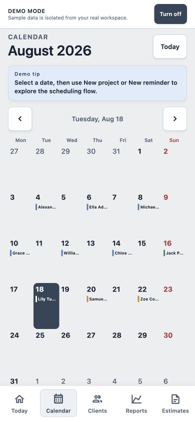 Calendar · ProBos demo