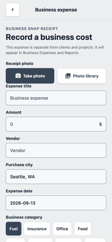 Receipt entry · ProBos demo